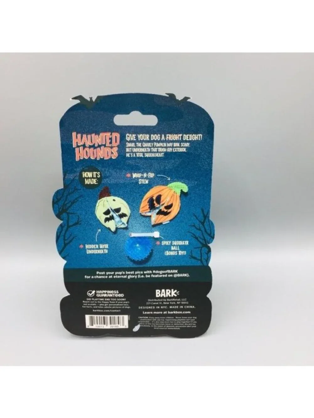 BARK Haunted Hounds Snarl the Gnarly Pumpkin Whip-N-Flip Stem